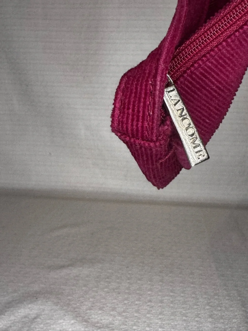 Lancôme Corduroy Cosmetic Bag Mini Purse Burgundy Velvet Makeup Bag 90s Y2K